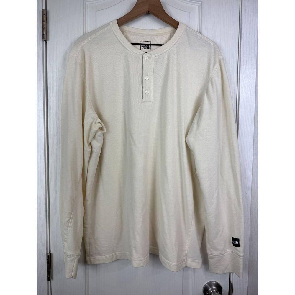 The North Face TNF Terry Henley Mens XL Vintage White Long Sleeve Shirt 3MGG